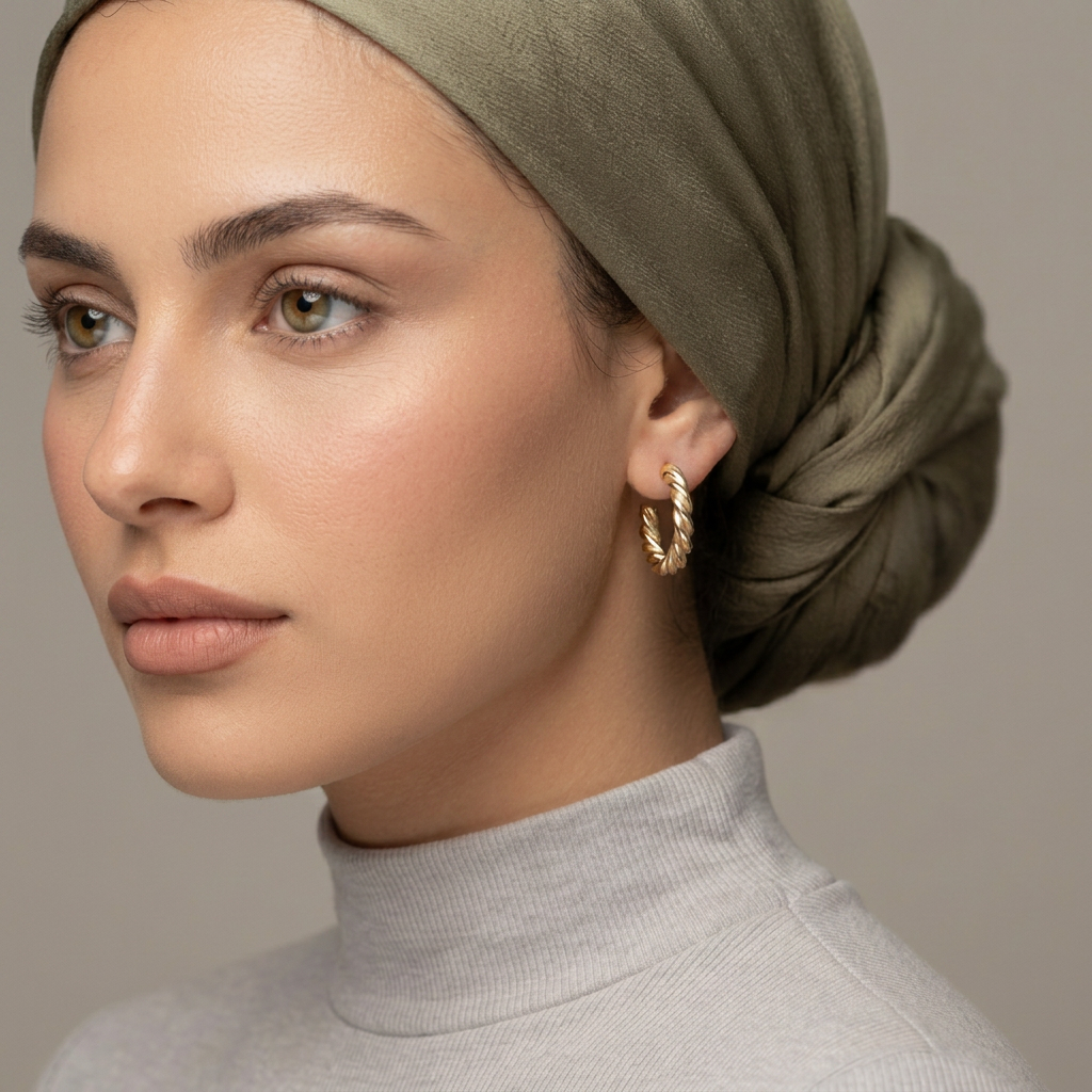 עגילי CUFF נוה על דוגמנית
